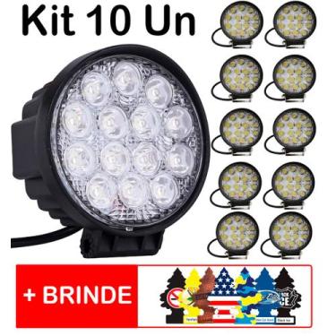 Imagem de Kit 10 Farol De Milha Redondo Universal 14 Led 42w 10v/30v 6000k Off r