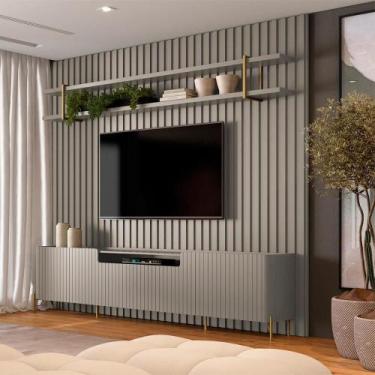 Imagem de Rack Brise com Painel Ripado e Prateleira 280cm 100% MDF - Casa Lar In