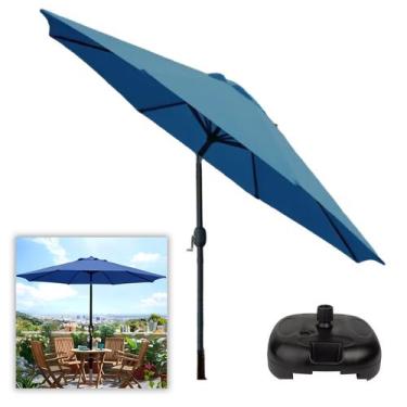 Imagem de Ombrelone 3 metros para piscina Com Base Plástica Preta de Manivela Ar