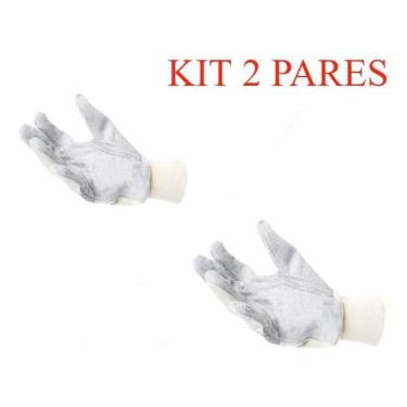 Imagem de Kit 2 pares luva raspa/tecido proteza mista 007 - PROTEZZA