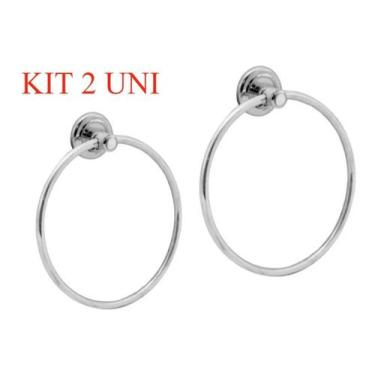 Imagem de 2 Porta Toalha Argola Mãos Rosto Metal Inox Cromado Banheiro - Hidrola
