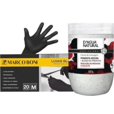 Imagem de Kit creme de pimenta negra 650G E 10 pares luvas latex M proteção marc