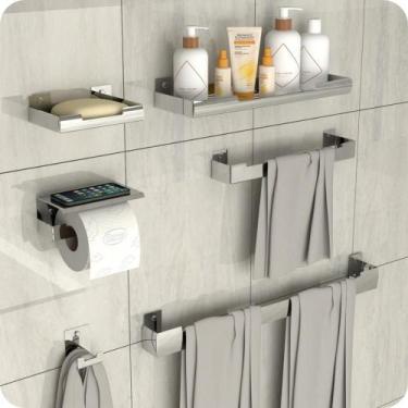 Imagem de Kit Acessórios Para Banheiro Inox 6 Peças ELG - MetalCromo