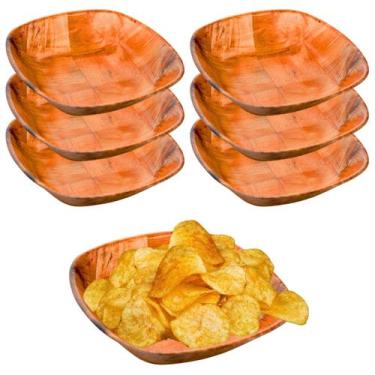 Imagem de 6 Petisqueira Travessa Tigela Quadrada Bambu Servir Petiscos - Chinato