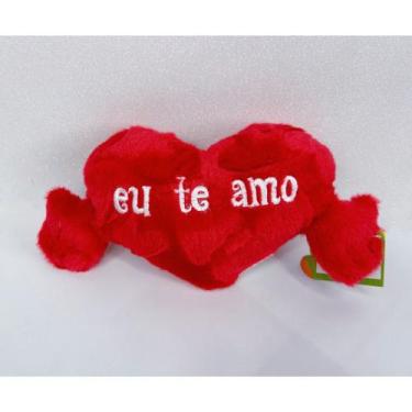 Imagem de Coração de Pelúcia Almofada 24cm (FE7199)Com Mãos Eu Te Amo Presente -
