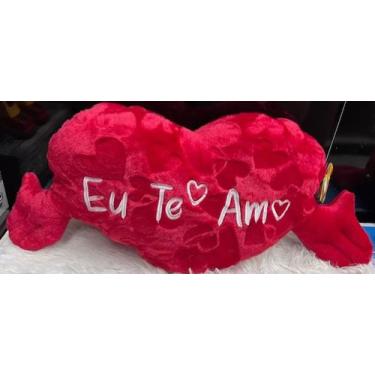Imagem de Coração de Pelúcia Almofada 59cm (F6849) Com Mãos Eu Te Amo Presente -