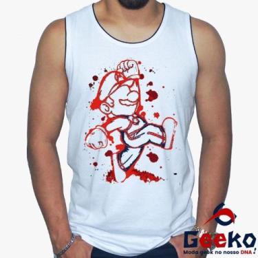 Imagem de Regata Super Mario 100% Algodão Mario Bros Geeko, Branco, GG