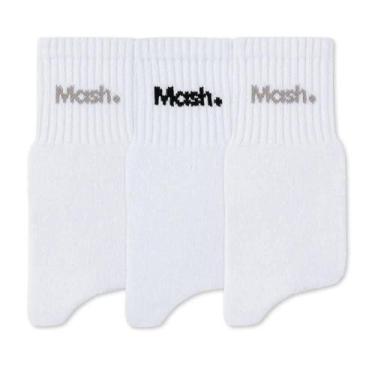 Imagem de Kit 3 Pares de Meias Cano Médio Mash 202.05B Branca, 39/44