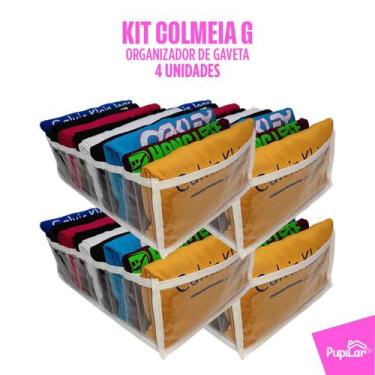 Imagem de KIT 4 COLMEIAS ORGANIZADORAS G 10X25X35cm PARA CAMISETAS  - PUPILAR