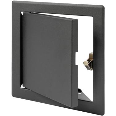 Imagem de Vent Systems Painel de acesso de metal antracite de 15 x 15 cm com função de clique - Portas de fácil acesso - Painel de acesso para drywall, parede, porta de serviço elétrico e encanamento
