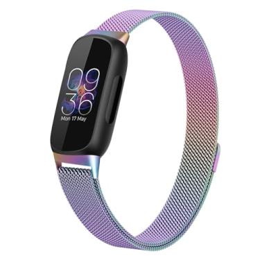Imagem de JKD Pulseiras compatíveis com Fitbit Inspire 3 para mulheres e homens, pulseira de aço inoxidável macio, acessórios de malha de substituição para Fitbit Inspire 3, colorida