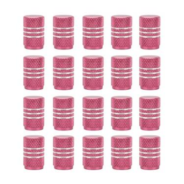 Imagem de Senzeal 20 peças de tampas de haste de válvula de pneu de alumínio estilo redondo tampas de ar tampas de haste universais para carro, caminhão, SUV, motocicleta, bicicleta (rosa)