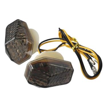 Imagem de Luzes de seta LED âmbar embutidas, acessórios de motocicleta, indicadores de pisca-pisca de lente ABS fumada universais 12V para Suzuki, para Honda, para motos e quadriciclos