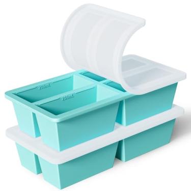 Imagem de Bandeja de congelador de silicone para cubo de sopa: FDDAI Bandeja de congelamento super preparatória para armazenamento de sopa - Congele 125 mL 250 mL porção de molho de caldo