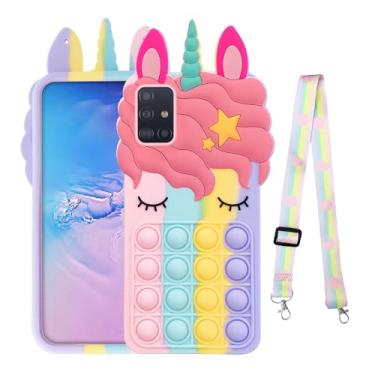 Imagem de nancheng Capa para Galaxy A51 Lindas Meninas Mulheres para Samsung Galaxy A31 Capa de Telemóvel Desenhos Animados Silicone Bubble Push Pop Brinquedos Engraçados com Cordão de Alça Capa Protetora à