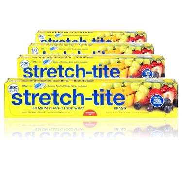 Imagem de Embalagem para alimentos de plástico Stretch-tite, 500 metros quadrados, rolos de 11,5/8 polegadas (pacote com 4)