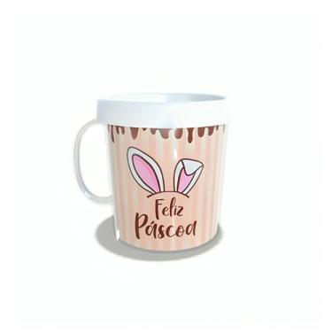 Imagem de Caneca Acrílica Rosqueável Personalizada - Feliz Páscoa - Branco - 1 u