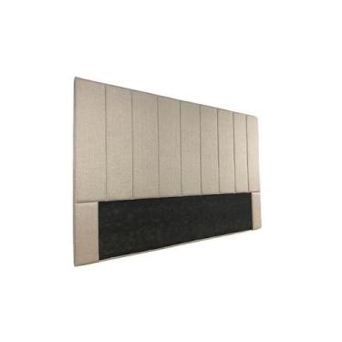 Imagem de Cabeceira Estofada King 7 Blocos Não é Segredo Linho Palha 195x120