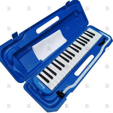 Imagem de Escaleta 37 Teclas Dolphin Azul Com Case Boquilha Extensor E Flanela -