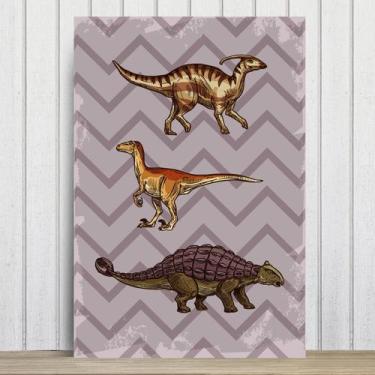 Imagem de Placa Decorativa Infantil Dinossauro Jurassic Roxo 20x30cm - Quartinho