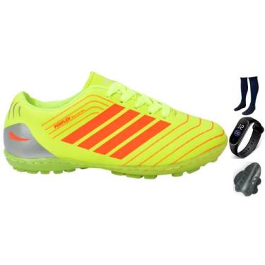 Imagem de Chuteira Society  Revolution Adulto Infantil com Meião Caneleira e Rel