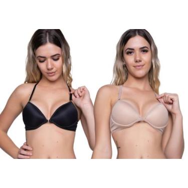 Imagem de Kit 2 Sutiã De Bojo Nadador Liso Abertura Frontal Casual Casual Básico