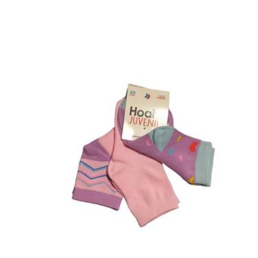Imagem de Kit 3 Meia Juvenil Hoahi cano Curto 28 ao 33 Feminina, 28/33, Rosa, Li