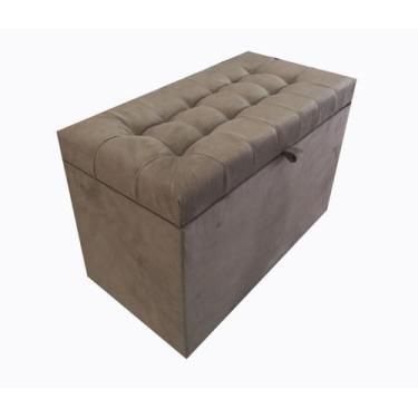 Imagem de Recamier puff baú estofado solteiro - marrom claro - NEGROMONTE STORE