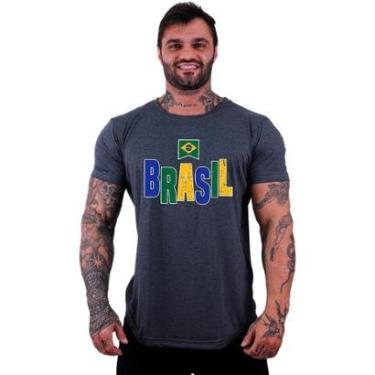 Imagem de Camiseta Longline Manga Curta Alto Conceito Brasil Estampa Bandeira-Masculino