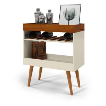 Imagem de Aparador Drink Pés Palito Off White Caramelo Ofertamo Sala Estar