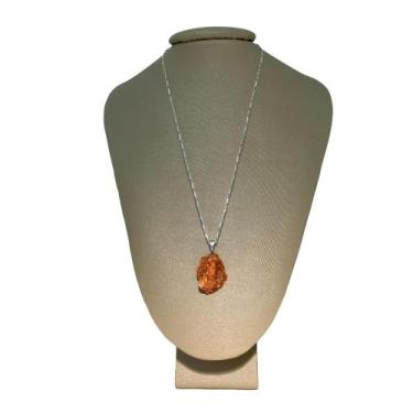 Imagem de Colar Cadeado Prata 925 Calcita Laranja Bruta - P. Vecchio - Ponte Vec
