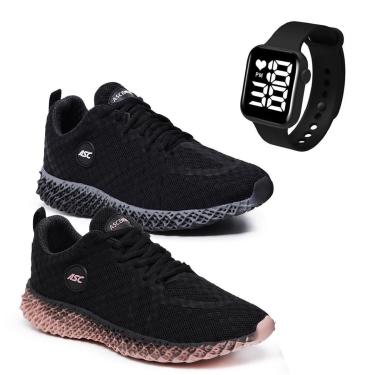 Imagem de it 2 Pares de Tênis Masculino e Feminino + Relógio Quadrado Performance e Estilo para o Dia a Dia-Unissex