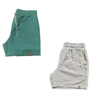 Imagem de Kit 2 Shorts Mauricinho Plus Size Fio Tinto Linho 3 Bolsos - C&C, Verd