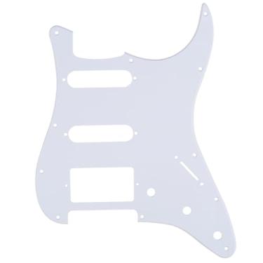 Imagem de Musiclily 11 Furos Escudo HSS Pickguard Strato para Guitarra Fender EUA/Mexicana Made Stratocaster Standard Estilo Moderno, 1 Camada Branco
