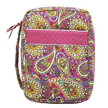 Imagem de DIWI Capa bíblica extra grande capa da Bíblia 11,25 x 8,25 x 2,75 polegadas acolchoada 100% algodão capa de livro serve para NKJV Super Giant Print Reference Biblip Closer Slip Pocket, Purple Paisley, 11.25 X 8.25 X 2.75 Inches