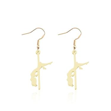 Imagem de UJIMS Colar com pingente de dança de poste para dançarina, brincos para amantes da dança, joias de pole dance como presente de agradecimento ao instrutor, Aço inoxidável, Sem pedra preciosa