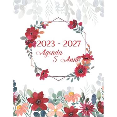 Imagem de Agenda 5 Anni 2023-2027: 60 mesi Planner annuale Calendario mensile, agenda agenda floreale Organizzatore e appuntamento e festività federali