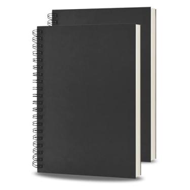 Imagem de BoAn Caderno em espiral, 2 peças, caderno A4 de 20 cm x 29 cm, 76 páginas/38 folhas, capa macia, caderno espiral, caderno de esboços, folhas de capa Kraft macias para estudantes, escritório, negócios
