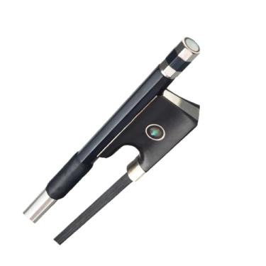 Imagem de Arco de violino/violino de tamanho 4/4 arco de fibra de carbono redondo grau crina de cavalo preta sapo de ébano uso para iniciantes Arco violino prático