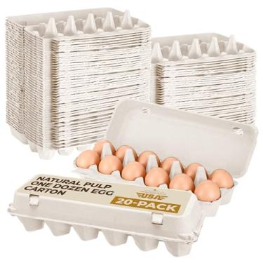 Imagem de Embalagem com 20 caixas de ovos de polpa natural – embalagem com 12 caixas de ovos baratas reutilizáveis – caixa de ovos em branco reciclada, cabe uma dúzia de ovos extra grandes para suportes de