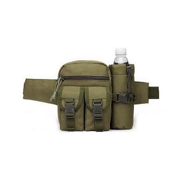 Imagem de Piscorush Pochete tática com suporte para garrafa de água, versátil e impermeável, pochete militar para atividades ao ar livre, caminhadas, acampamento, pesca, Olivedrab, Standard/Compact, Cintura