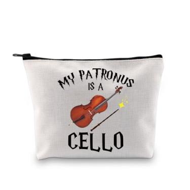 Imagem de BDPWSS Presente engraçado para violoncelo, tocador, violoncelista, músico, orquestra, presente para amante de violoncelo, presente My Patronus Is A Cello Makeup Bag, Patronus is violoncelo bag,