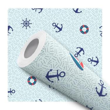 Imagem de Papel De Parede Vinílico Marinheiro Âncoras e Barco Quarto 5m - Bazar 