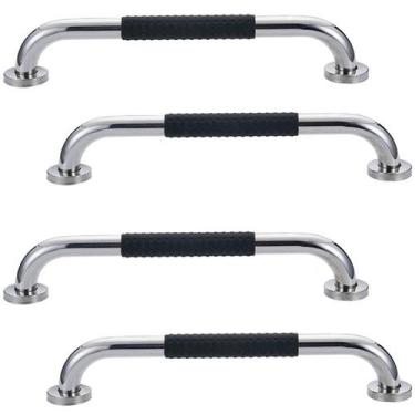 Imagem de Barra de Apoio 30cm Inox Kit 4 unidades Superficie Antiderrapante Idos