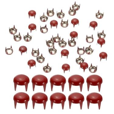 Imagem de PATIKIL Pregos de metal de 6 mm, 200 peças, contas redondas de garra de cúpula, rebites de cabeça de prego, tachas para artesanato, couro, roupas, cinto, sapatos, vermelho