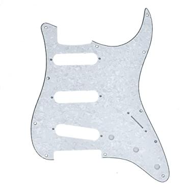 Imagem de Dopro 11 Orifícios Vintage 62 Strat ST SSS Captadores de Bobina Única Guitarra Placa de Arranhar com Parafusos para American FD 62 Stratocaster Branco Pérola