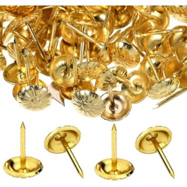 Imagem de 500 peças de tachinhas de estofamento, pinos decorativos de unhas de móveis BetterJonny tachas de polegar de metal dourado para móveis estofados, placa de cortiça, decoração de casa (17 x 11 mm)