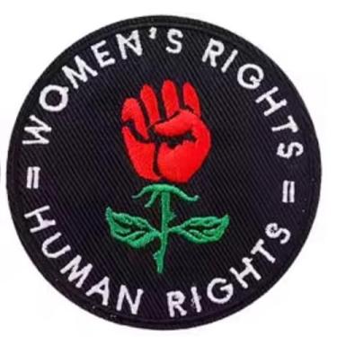 Imagem de Direitos das mulheres = Punho levantado pelos direitos humanos flor vermelha rosa feminista feminino orgulho feminismo menina mulher igual poder 7,6 cm ferro sobre bordado patch para roupas