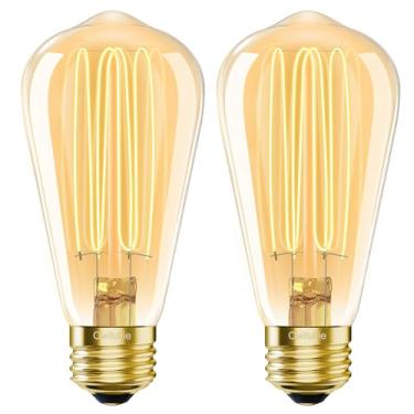 Imagem de Owilukie Lâmpada Led E26 6W Equivalente A Lâmpadas Incandescentes De 60 Watts, Lâmpadas Edison Vintage St64, Branco Quente 2200K Âmbar, Lâmpada Led St21 Regulável, Ca 120 V, 400 Lm, Cri90, Pacote Co