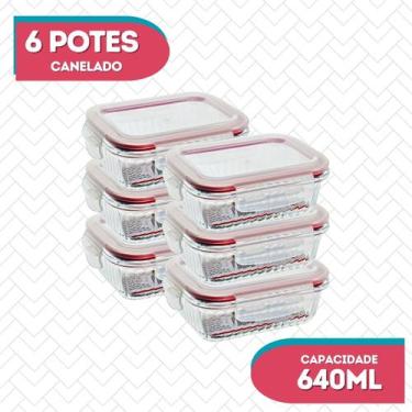 Imagem de Potes Hermeticos Organizador Marmita 640ml Vidro Forte - 6UN - Belo Vi